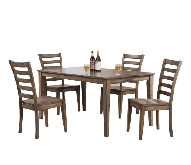 60" Leg table and 4 Rake  Back Side Chairs