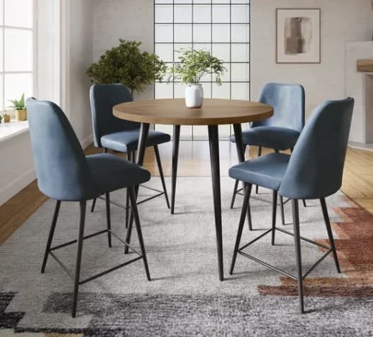 Prelude Suede 42" Round Counter Height Table w/ 4 stools